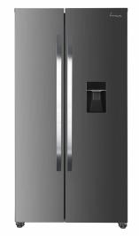 Side by side Fram FSBS-HM440NFXWDE++, 439 l, No Frost, Clasa E, Compresor Inverter, Display, Dozator de apa, Functie smart, H 176.5 cm, Argintiu