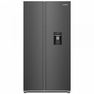 Side by side Samus SSBX-559NFDE, 439 L, Full No Frost, Clasa energetica E, Dozator apa, Afisaj LCD, H 177 cm, Inox Negru