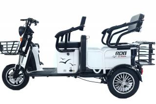 Tricicleta electrica RDB G-KLASS, fara permis, 1500W, 2022, 25 km h, autonomie 35-45 km, Rosu-Negru-Albastru-Alb