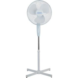 Ventilator cu picior Daewoo DVS1699V, putere 50 W, 40 cm diametru, trei trepte de putere, inaltime reglabila pana la 125 cm, gril frontal de protectie, oscilare la 90 grade, baza stabila, Alb