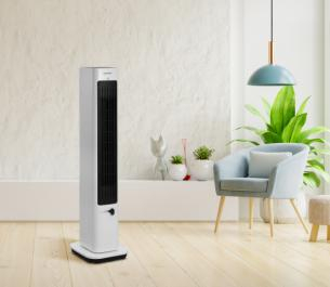 Ventilator turn Heinner HTFA-M20WH, 2 IN 1: Racire Incalzire, Control touch, Display LED, 3 Viteze racire, 2 viteze incalzire, Termostat digital, Telecomanda, Alb