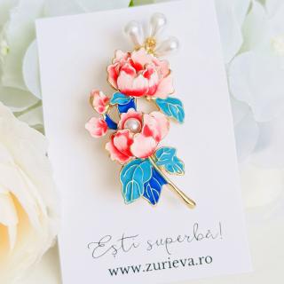 Brosa Flori Roz Perle