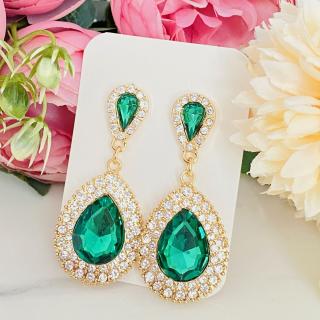 Cercei Cristale Julia - Verde Smarald