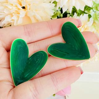 Cercei Inimi Verde Smarald
