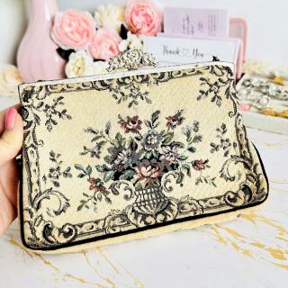 Geanta Vintage Tapiserie Vaza cu Flori