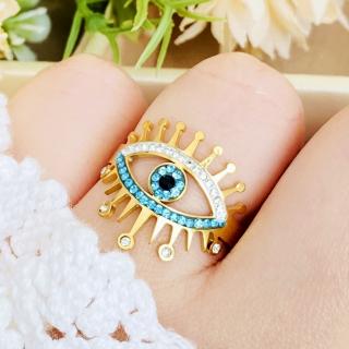 Inel Reglabil Blue Evil Eye