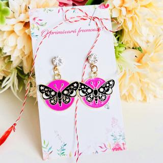 Martisor Cercei Fluturi Negri Roz