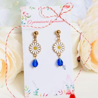 Martisor Cercei Margarete Albe Cristale Albastre