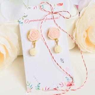 Martisor Cercei Trandafiri Roz Crem