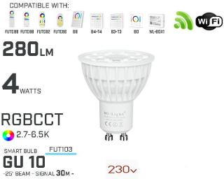 Bec led inteligent GU10 4W RGB+CCT 230V