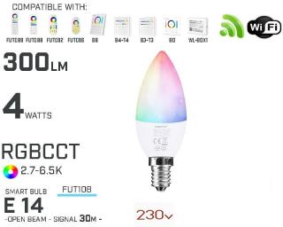 Bec led inteligent LED E14 4W RGB+CCT 230V FUT108