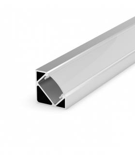 Profil Aluminiu LED argint anodizat P3-1 Dispersor opal 2M