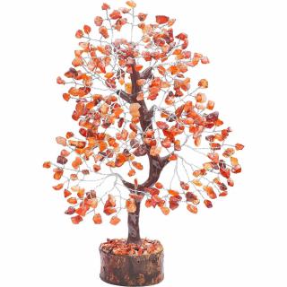 Arbore 25 cm cu pietre semipretioase Carneol - Copacel pentru Vindecare si Bunastare - Decor Feng Shui pentru Acasa si Birou - Cadou pentru Noroc si Prosperitate