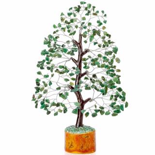 Arbore 25 cm cu pietricele semipretioase din Aventurin Verde - Copacel Terapeutic pentru Echilibru si Bunastare - Decor Feng Shui pentru Acasa si Birou - Cadou pentru Noroc si Prosperitate