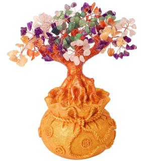 Bonsai cu cristale naturale mixte, supranumit   copacul banilor   - Copacelul cu inaltimea de 25 cm reprezinta cadoul perfect pentru prosperitate, succes, Feng Shui