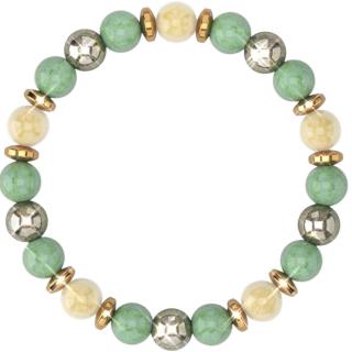 Bratara cu cristale naturale de citrin, pirita si verde aventurin de 8 mm - Bratara feng shui pentru meditatie, noroc, prosperitate