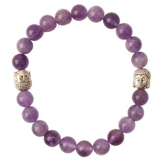 Bratara de Vindecare Reiki cu Pietre de Ametist Natural de 8mm si Capete de Buddha