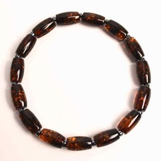 Bratara elastica Chihlimbar Amber cu margele si distantieri gri ,   Protectie si armonie