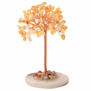 Copacel 12 cm din cristale semipretioase Citrin si baza de agat - Aduce claritate mentala, prosperitate, securitate