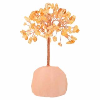 Copacel 12 cm din cristale semipretioase Citrin si baza de cuart roz - Aduce energie pozitiva, iubire