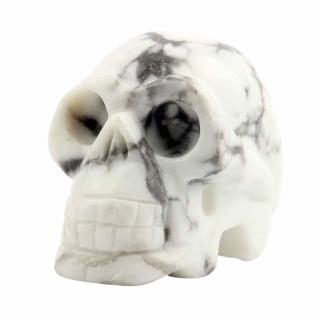 Craniu 5 cm sculptat manual din cristal de Turcoaz Alb piatra semipretioasa vindecatoare Figurina artistica pentru decor de Halloween, decoratiune pentru biroul de acasa