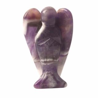 Figurina 5 cm inger din cristal vindecator Ametist - Sculptura manuala din piatra naturala lustruita - Decor pentru camera birou cu energie reiki pentru femei barbati