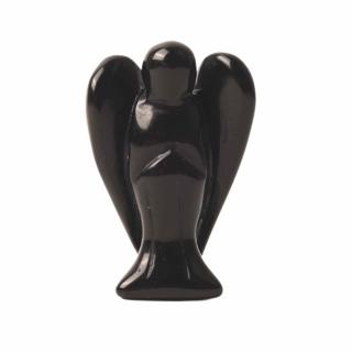 Figurina 5 cm inger din cristal vindecator Obsidian - Sculptura manuala din piatra naturala lustruita - Decor pentru camera birou cu energie reiki pentru femei barbati