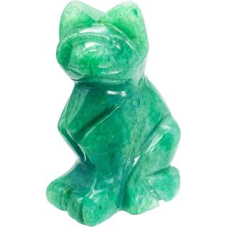 Figurina Aventurina verde pisica 4cm sculptata manual din cristal semipretios - Statuie pisica din cristal vindecator natural pisica pentru decorarea interioara, buzunar