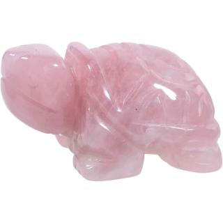 Figurina broasca testoasa 4 cm de cristal semipretios Cuart roz -  Sculptura din piatra vindecatoare reiki de buzunar pentru decor, colectie