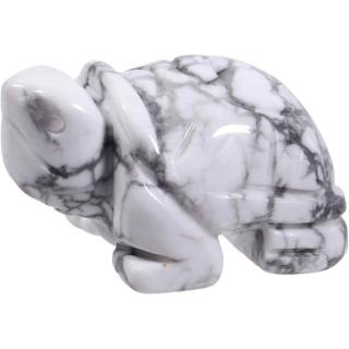 Figurina broasca testoasa 4 cm de cristal semipretios Howlita -  Sculptura din piatra vindecatoare reiki de buzunar pentru decor, colectie