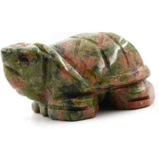 Figurina broasca testoasa 4 cm de cristal semipretios Unakite -  Sculptura din piatra vindecatoare reiki de buzunar pentru decor, colectie