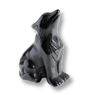 Figurina Lup din Obsidian Natural, 5 cm - Protector Energetic si Sprijin in Transformare