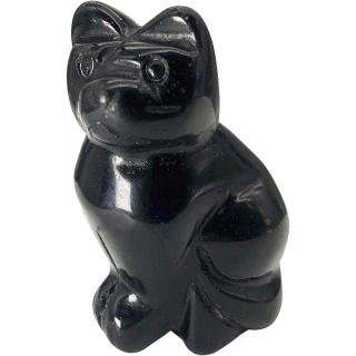 Figurina Obsidian pisica 4cm sculptata manual din cristal semipretios - Statuie pisica din cristal vindecator natural pisica pentru decorarea interioara, buzunar