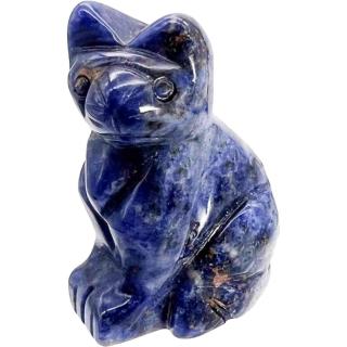 Figurina Sodalit pisica 4cm sculptata manual din cristal semipretios - Statuie pisica din cristal vindecator natural pisica pentru decorarea interioara, buzunar