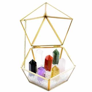 Ornament Cristalin cu Cele 7 Turnuri din cristal natural ale Chakrelor Echilibrul si Energie intr-o Singura Expozitie