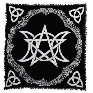 Panza sacra pentru altar magic - Design unic Pentagram Argintiu - Vrajitorie Tarot Wiccani Spiritualitate