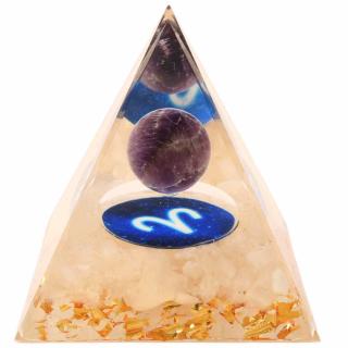 Piramida de Energie Orgonica 6 cm cu Cristale de Vindecare specifice Zodiei Berbec pentru Relaxare, Meditatie si Ornament