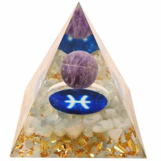 Piramida de Energie Orgonica 6 cm cu Cristale de Vindecare specifice Zodiei Pesti pentru Relaxare, Meditatie si Ornament