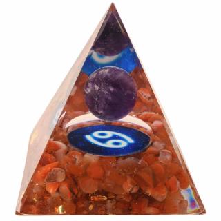 Piramida de Energie Orgonica 6 cm cu Cristale de Vindecare specifice Zodiei Rac pentru Relaxare, Meditatie si Ornament