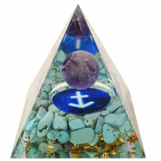 Piramida de Energie Orgonica 6 cm cu Cristale de Vindecare specifice Zodiei Sagetator pentru Relaxare, Meditatie si Ornament