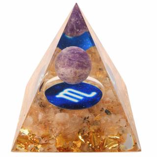 Piramida de Energie Orgonica 6 cm cu Cristale de Vindecare specifice Zodiei Scorpion pentru Relaxare, Meditatie si Ornament