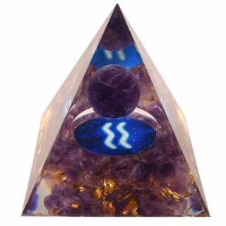 Piramida de Energie Orgonica 6 cm cu Cristale de Vindecare specifice Zodiei Varsator pentru Relaxare, Meditatie si Ornament