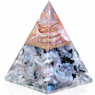 Piramida Inspirationala Orgonica pentru Succes   Piramida Orgone din Piatra Lunii Curcubeu - Liniste ,   Dezvoltare ,   Putere