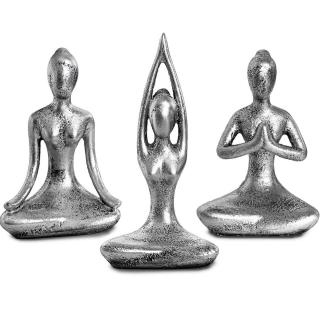 Set 3 statuete sculptate pentru meditatie Yoga - Decor Feng Shui, ideale pentru o stare de liniste si relaxare
