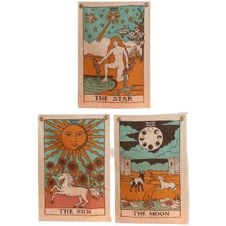 Set 3 Tapiserii cu semne spirituale, soare, luna, stea, ,   Pentru yoga, meditatie, decorarea camerei