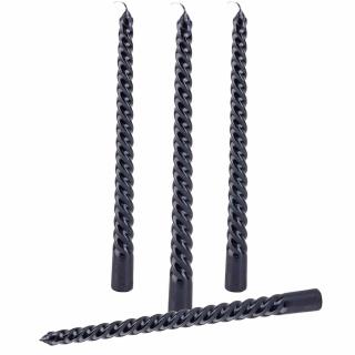 Set 4 Lumanari negre spirala de 25 cm - Lumanari  fara picurare si fara parfum - Perfecte ca lumanari pentru cina, ocazii speciale