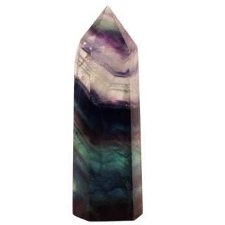 Turn din cristal natural Fluorit Curcubeu 9-10 cm: Adauga un strop de culoare si energie in viata ta