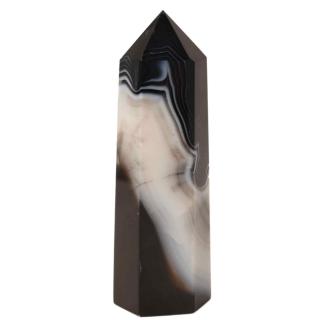 Turn din cristal natural Onyx Agat negru 9-10 cm : Un obiect elegant si puternic pentru protectie si vitalitate
