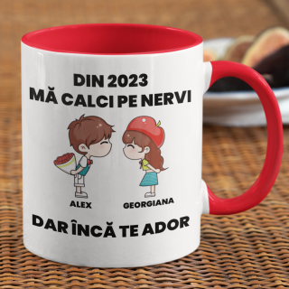 Cana personalizata Ma calci pe nervi interior colorat