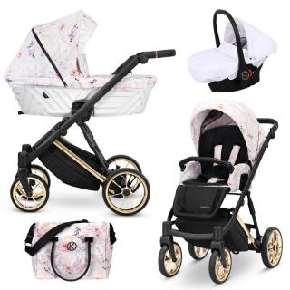 Carucior 3 in 1 Ivento - Flowers - Gold -